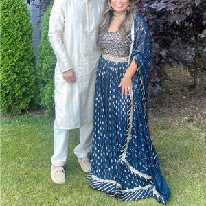 Navy Blue/Gold Lehenga